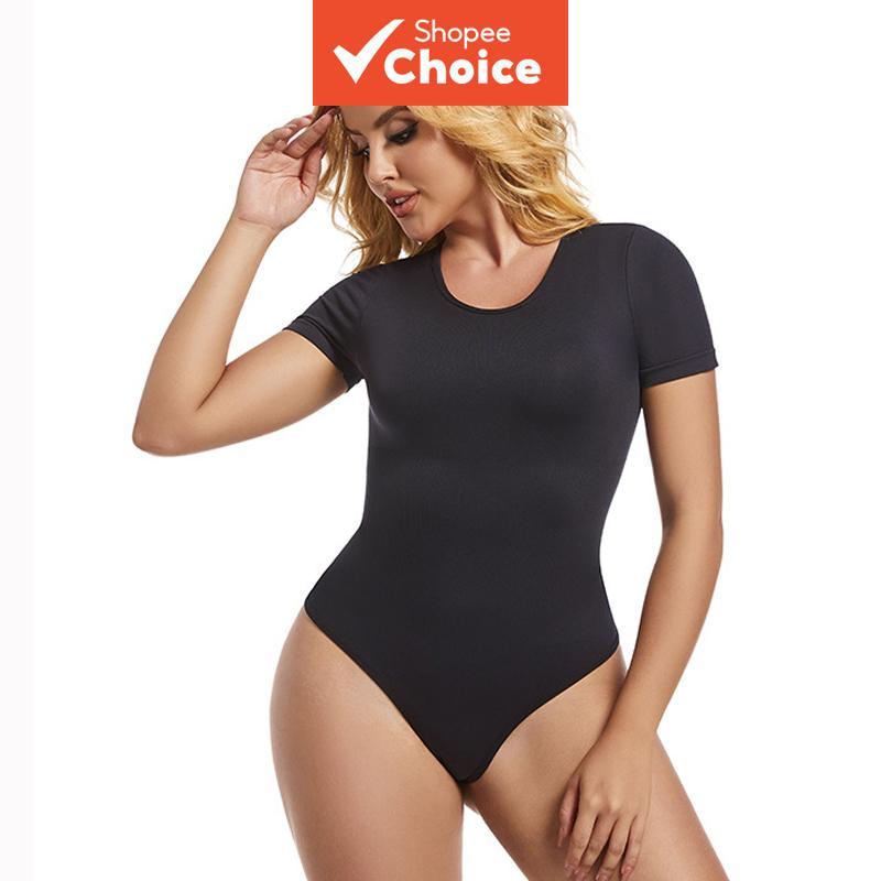 Modelador Feminino de Corpo, Body com Manga Curta e Costas em Tanga Sem Costura