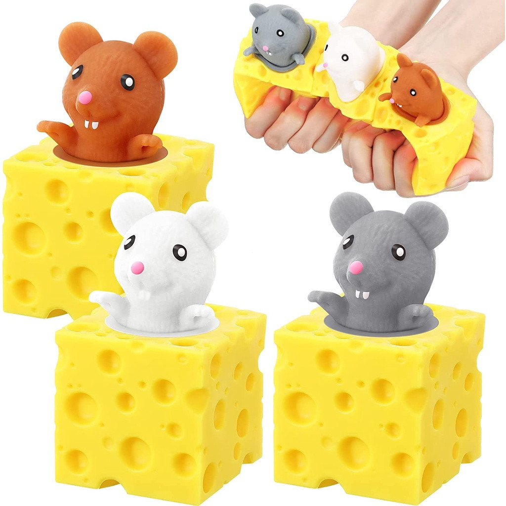 Brinquedos De Rato Com Queijo Squishy Toys Funny Rat Cup Squeeze for Kids Stress Reliever DGE