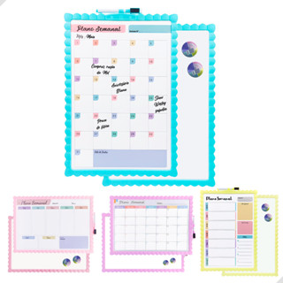 Quadro Planner Semanal e Mensal Magnético com Caneta com Apagador Lousa Branca Moldura Colorida em Oferta na Shopee