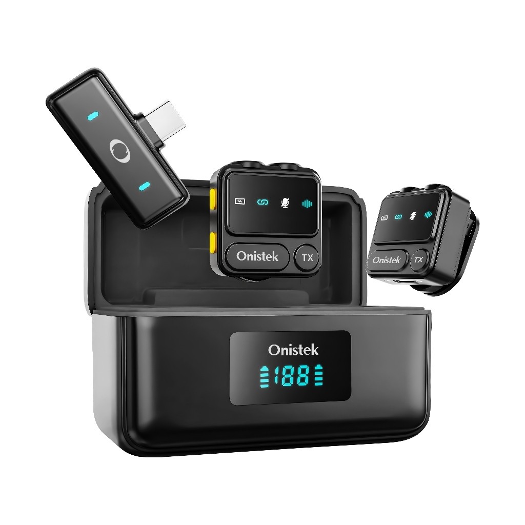 Kit 2  Microfone Lapela Sem Fio Wireless Bluetooth 5.2 7h Bateria Case ON-MC830 Type-C em Oferta na Shopee