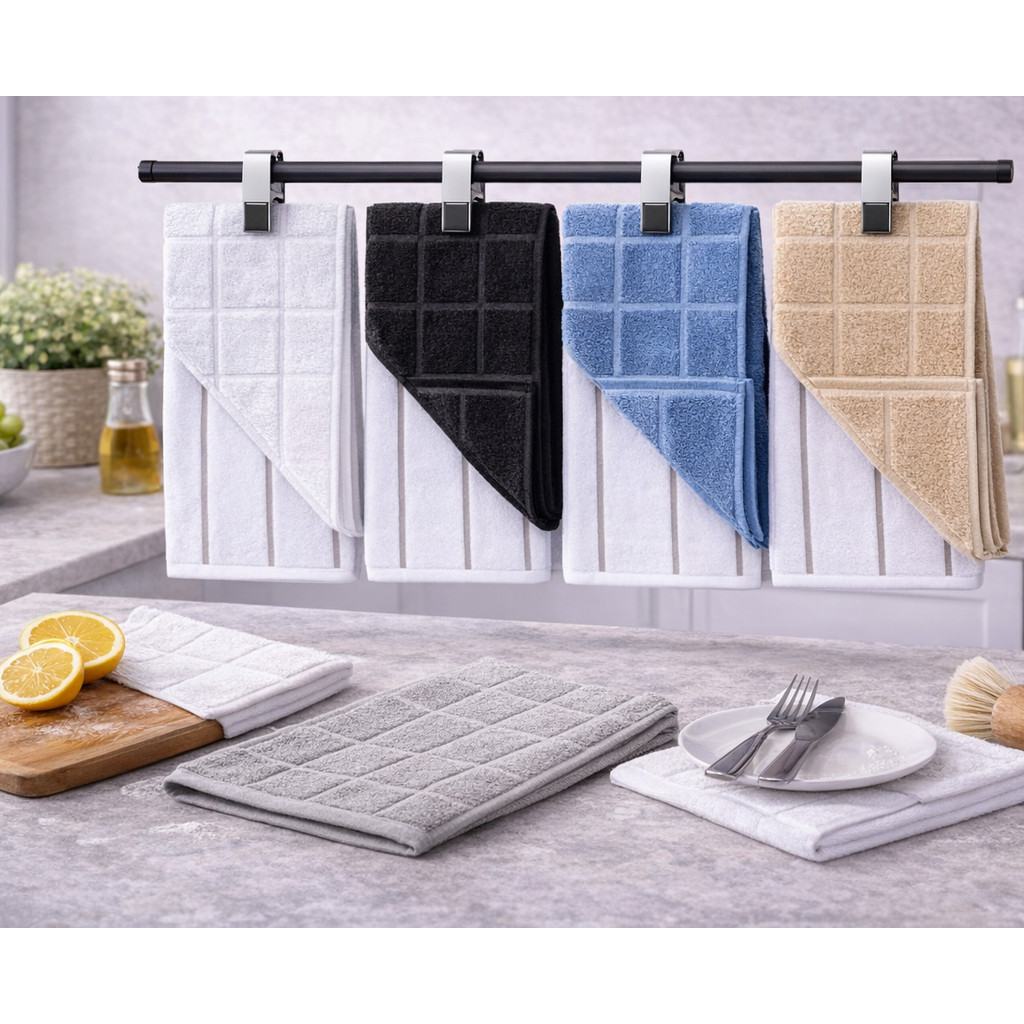 Kit Pano de Copa Deluxe Jolitex 2 Peças 40x48cm | 1 Branco + 1 Colorido (Preto, Cinza, Azul ou Bege)