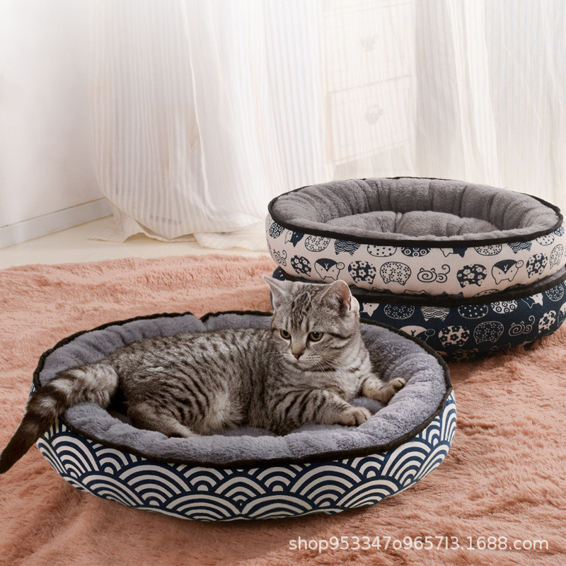 Canil ninho de gato redondo ninho para animais de estimação inverno quente esteira para cães cama para animais de estima