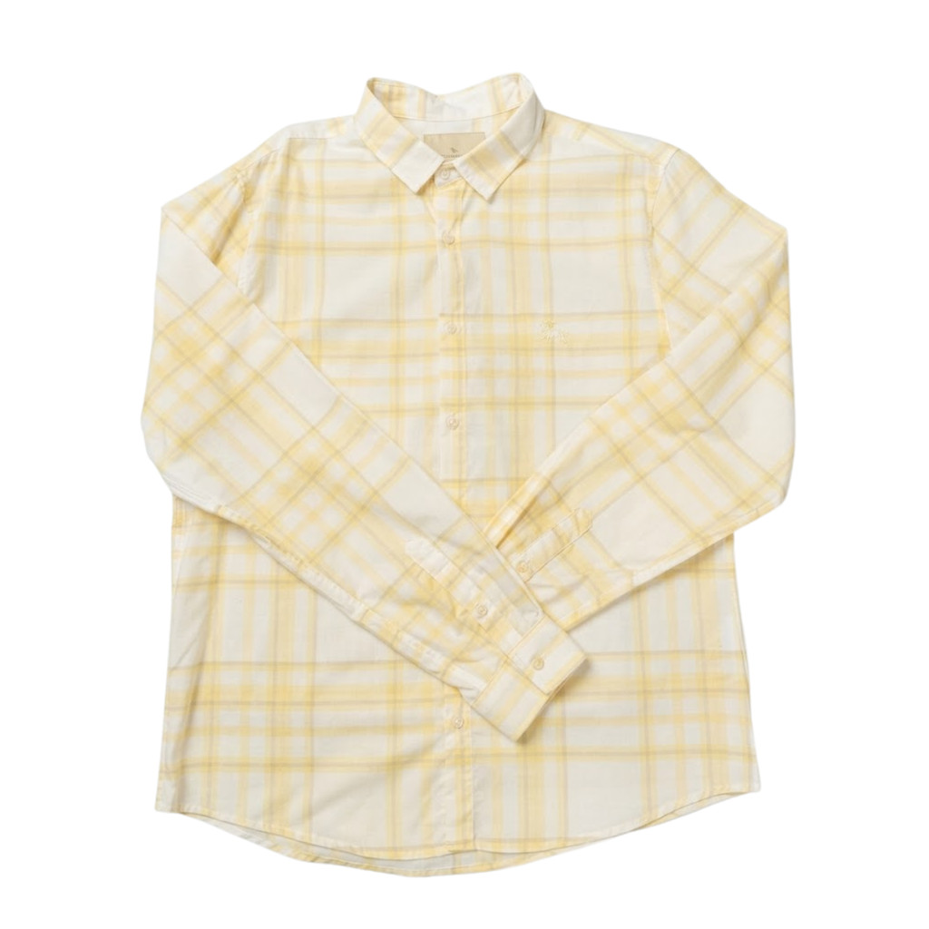 Camisa Casual Acostamento Xadrez Soft Plaid Amarela