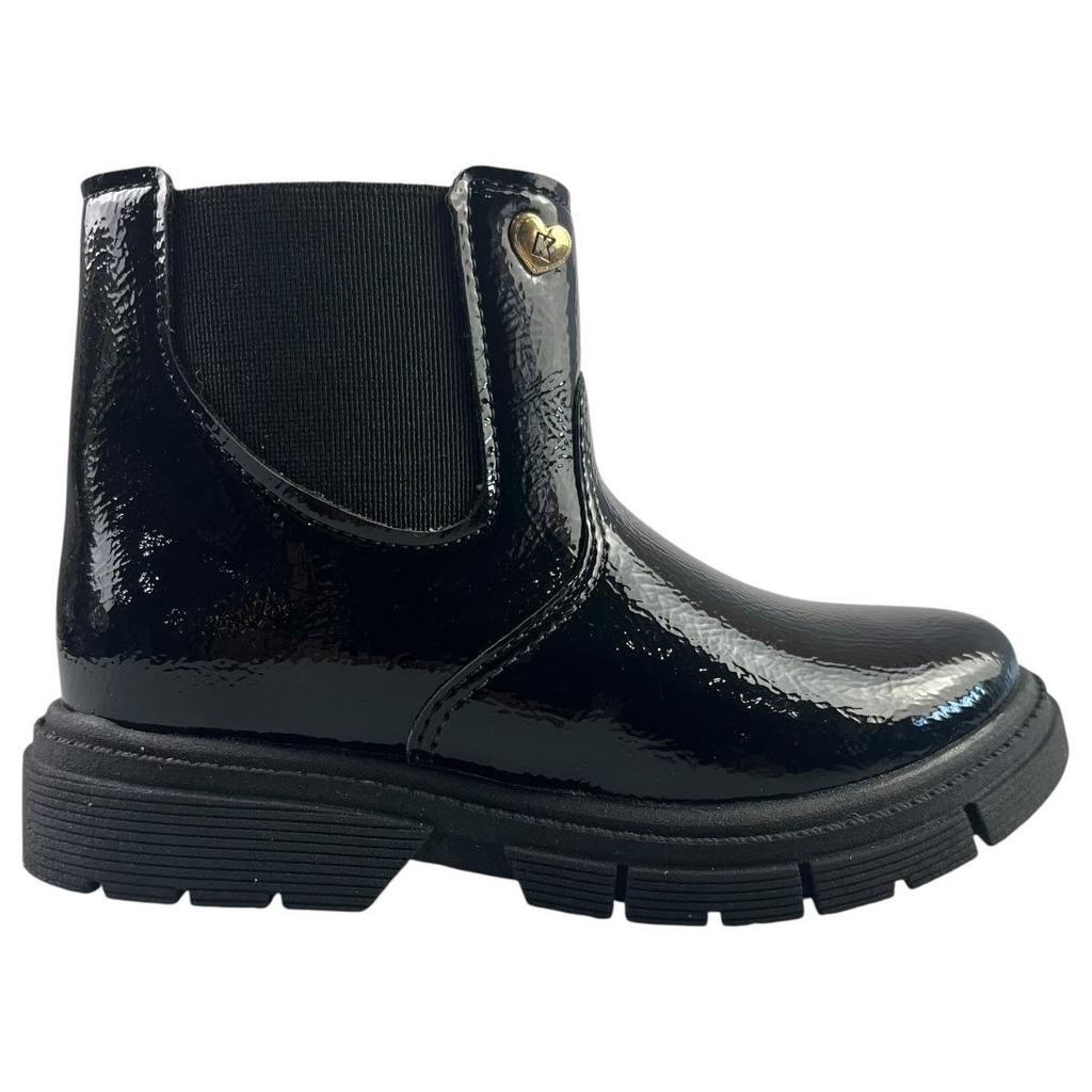 Botina Coturno Infantil Menina Kidy Fashion Verniz Preto Zíper Original