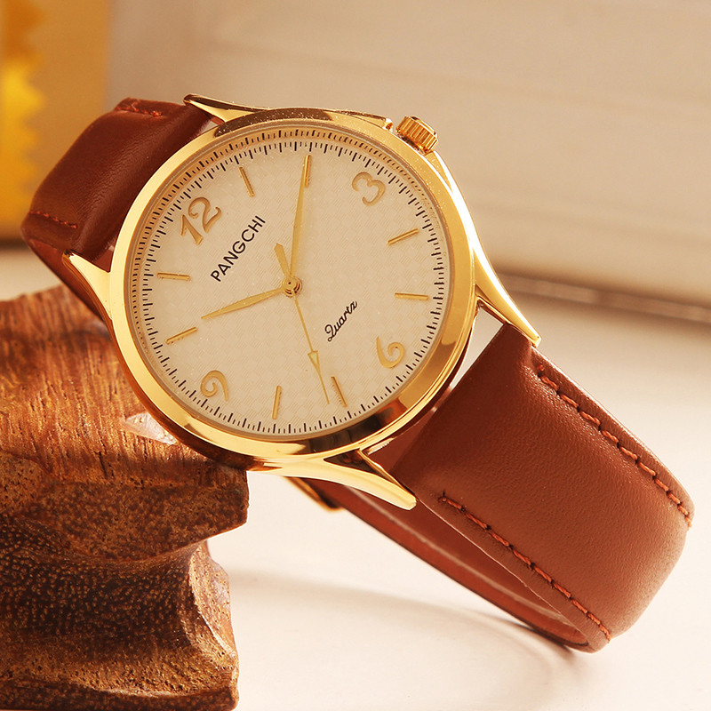 Pengzhi relógio dourado moda masculina Casual à prova d'água cinto relógio movimento importado relógio feminino quartzo 