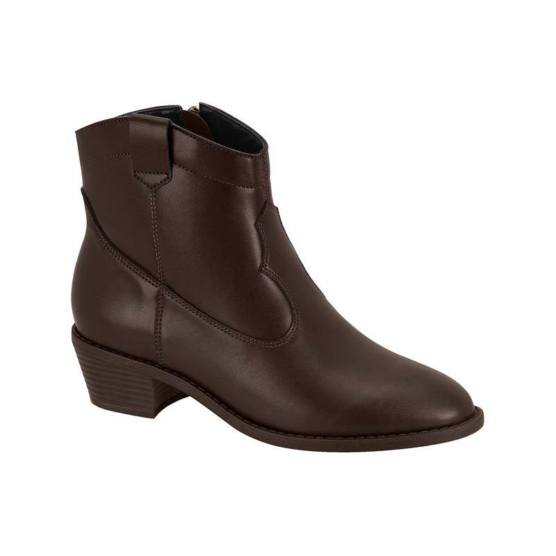Bota Moleca Country Cano Curto Marrom Com Salto Bloco Cafe