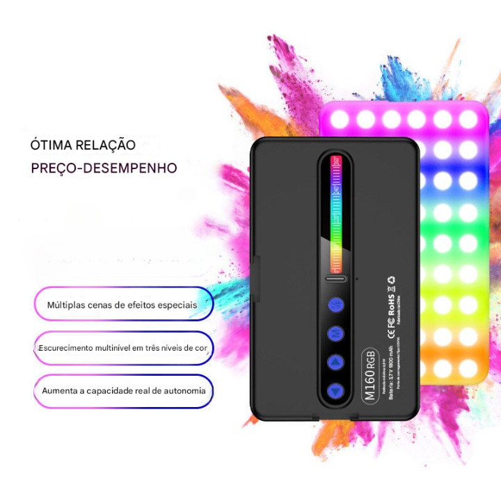 Luz de preenchimento e luz quente para fotografia LED RGB 2700k-6500k Luz fotográfica profissional portátil janoclick