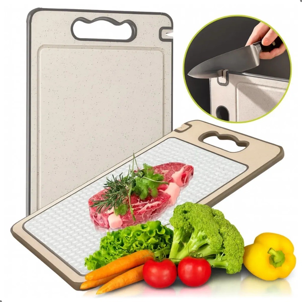 Tábua de corte higiênica antibacteriana dupla face de aço inoxidável 304 - Tábua de corte de cozinha para cortar carne, 