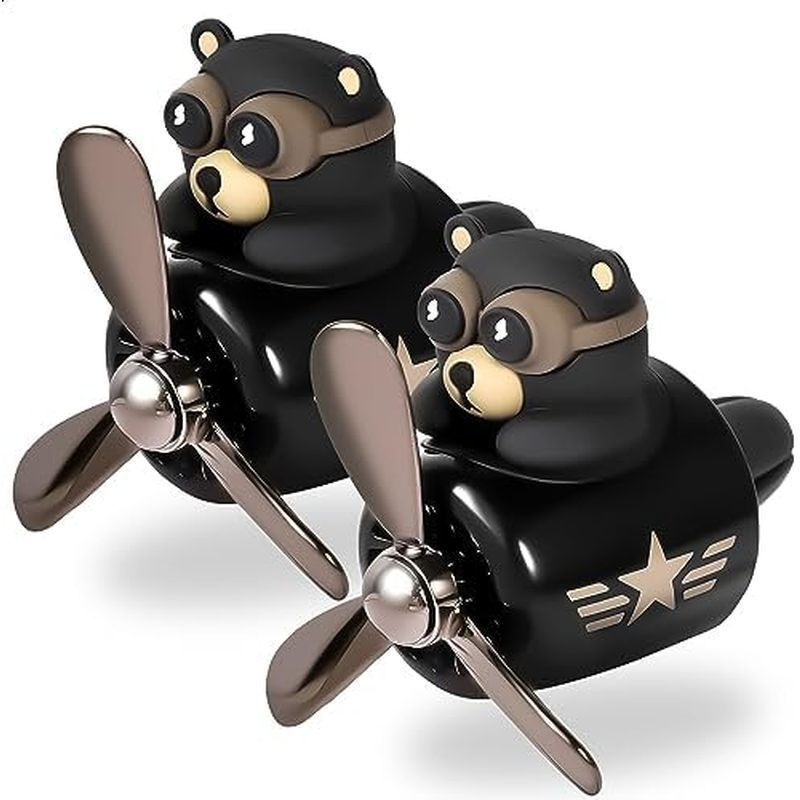 Clipes de Ventilação para Carro - Difusor de Ar para Carro com Clipe de Ventilação em Forma de Urso Piloto com Hélice Ro