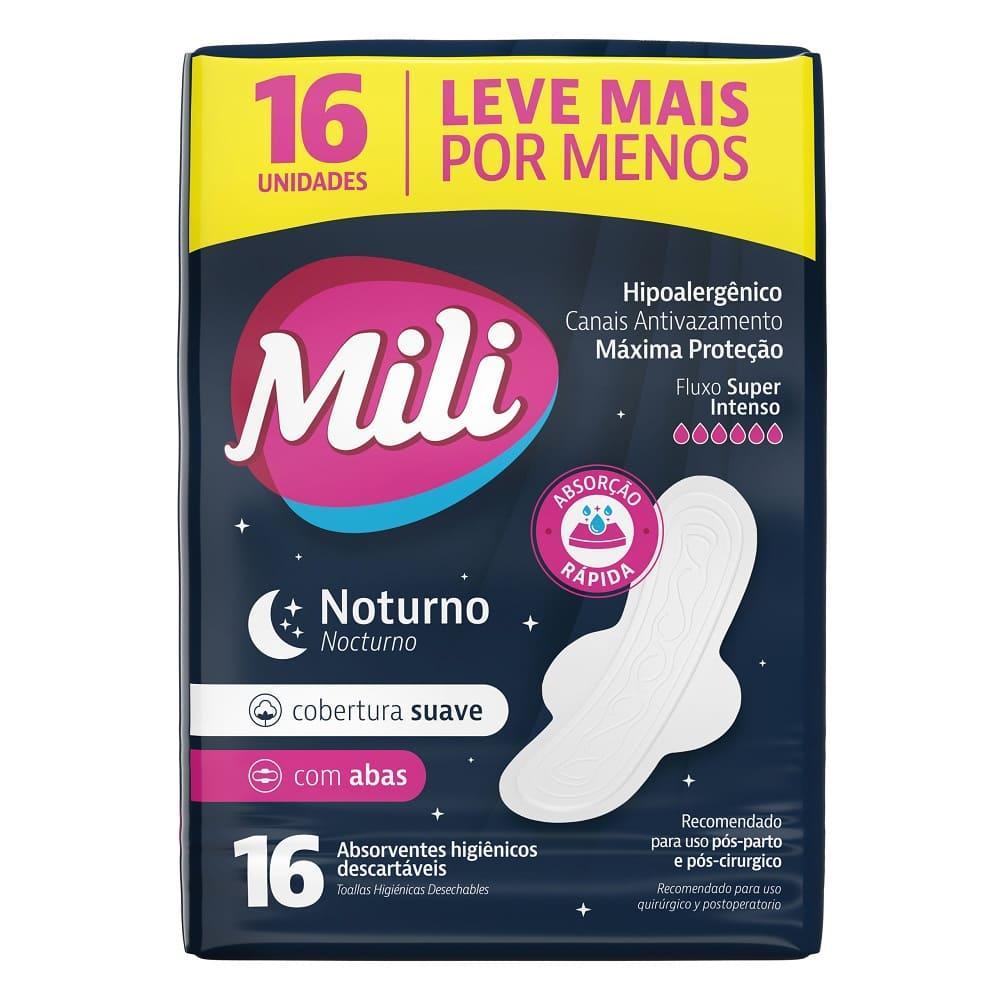 ABSORVENTE MILI NOTURNO COM 16  LEVE+PAGUE- SUAVE COM ABAS ESPECIAL