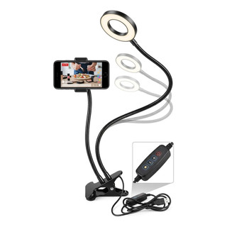 Iluminador ring light led mesa prendedor celular selfie