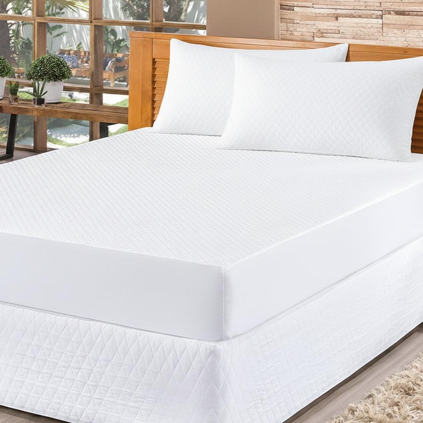 Protetor Impermeável Super King + 2 Capas de Travesseiro 90x50 c/ Zíper