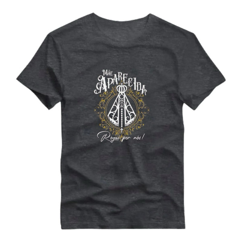 Camiseta Masculina Estampa Nossa Senhora Aparecida Camisa Religiosa Estampada Blusa 100% Algodão