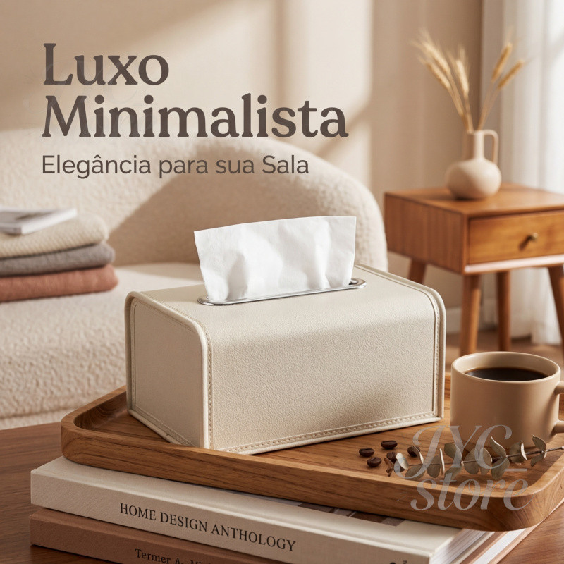 Caixa de Lenços de Couro - Estilo Maillard Premium, Elegante para Sala de Estar, Acessório Luxo