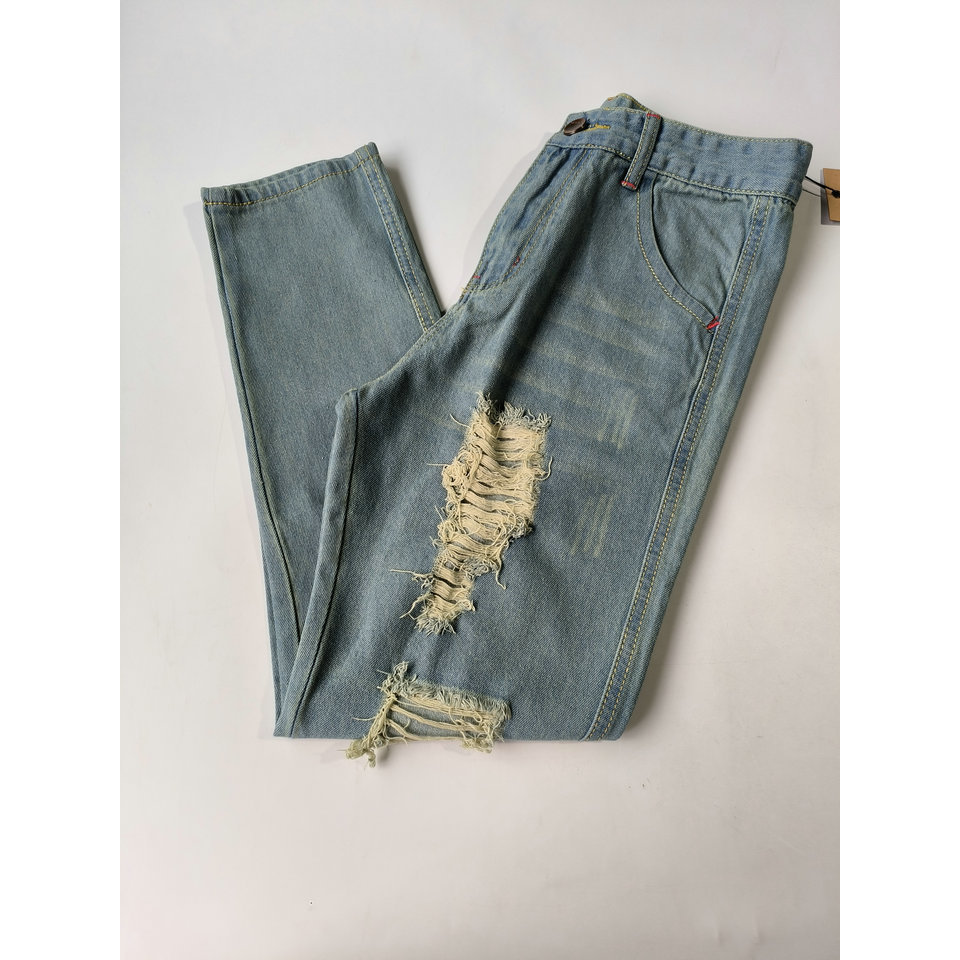 Calças de trabalho primavera verão estilo rasgado moda estilo na moda Retro estilo Hong Kong Jeans calças até o tornozel