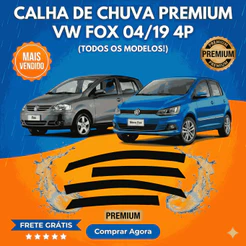 Calha De Chuva 4 Portas Fox 2004 2005 2006 2007 2008 2009 a 2019 Fume Original Ecoflex