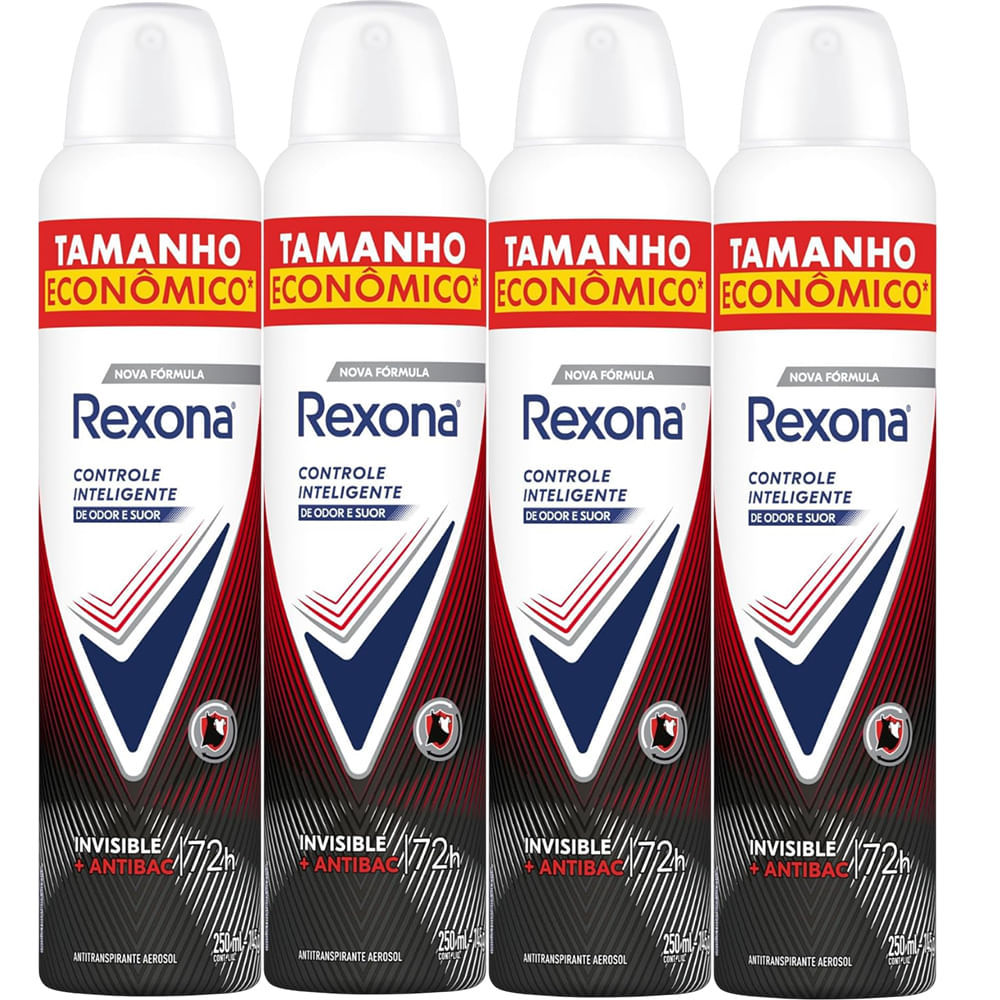 Kit Desodorante Aerosol Rexona Antibacterial + Invisible 250ml - 4 Unidades