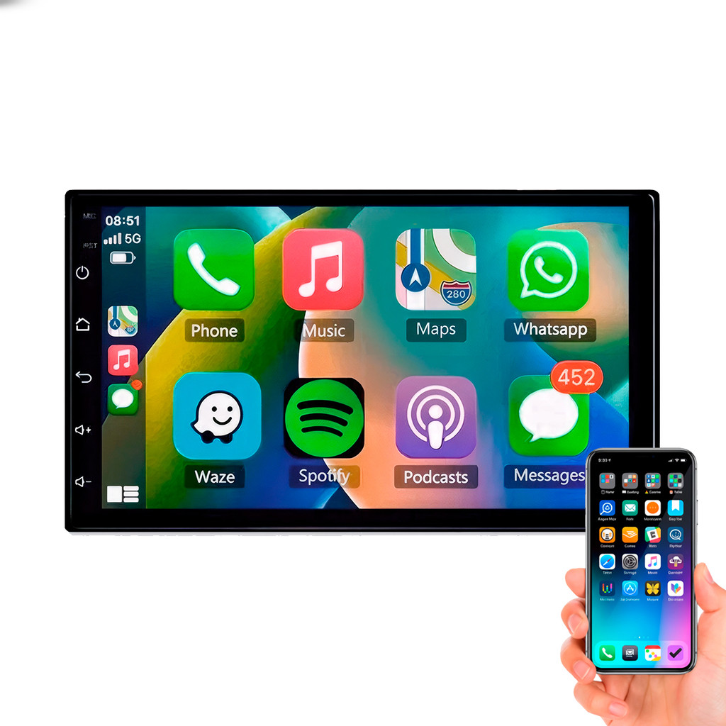 Central Multimídia KX3 KRC3100 7 Polegadas 2DIN Android Auto CarPlay Espelhamento Sem Fio Full HD USB Bluetooth em Oferta na Shopee