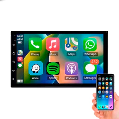 Central Multimídia KX3 KRC3100 7 Polegadas 2DIN Android Auto CarPlay Espelhamento Sem Fio Full HD USB Bluetooth