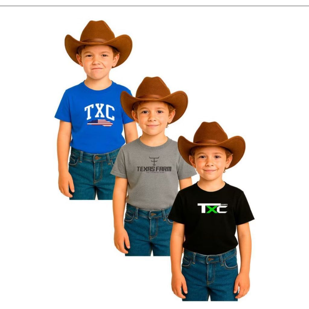 Kit 3 Camisetas Txc Infantil Menino Country Rodeio Texas Estilosa
