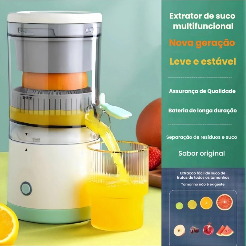 Espremedor de Frutas Elétrico Bivolt Portátil – Recarregável USB, Ideal para Laranjas