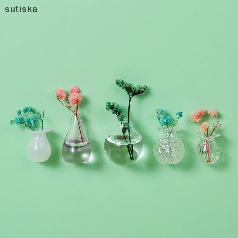 sutiska Vaso De Vidro Ímã Geladeira DIY Porcelana Flores Mensagem Adesivo Planta Verde Presente Cozinha BR