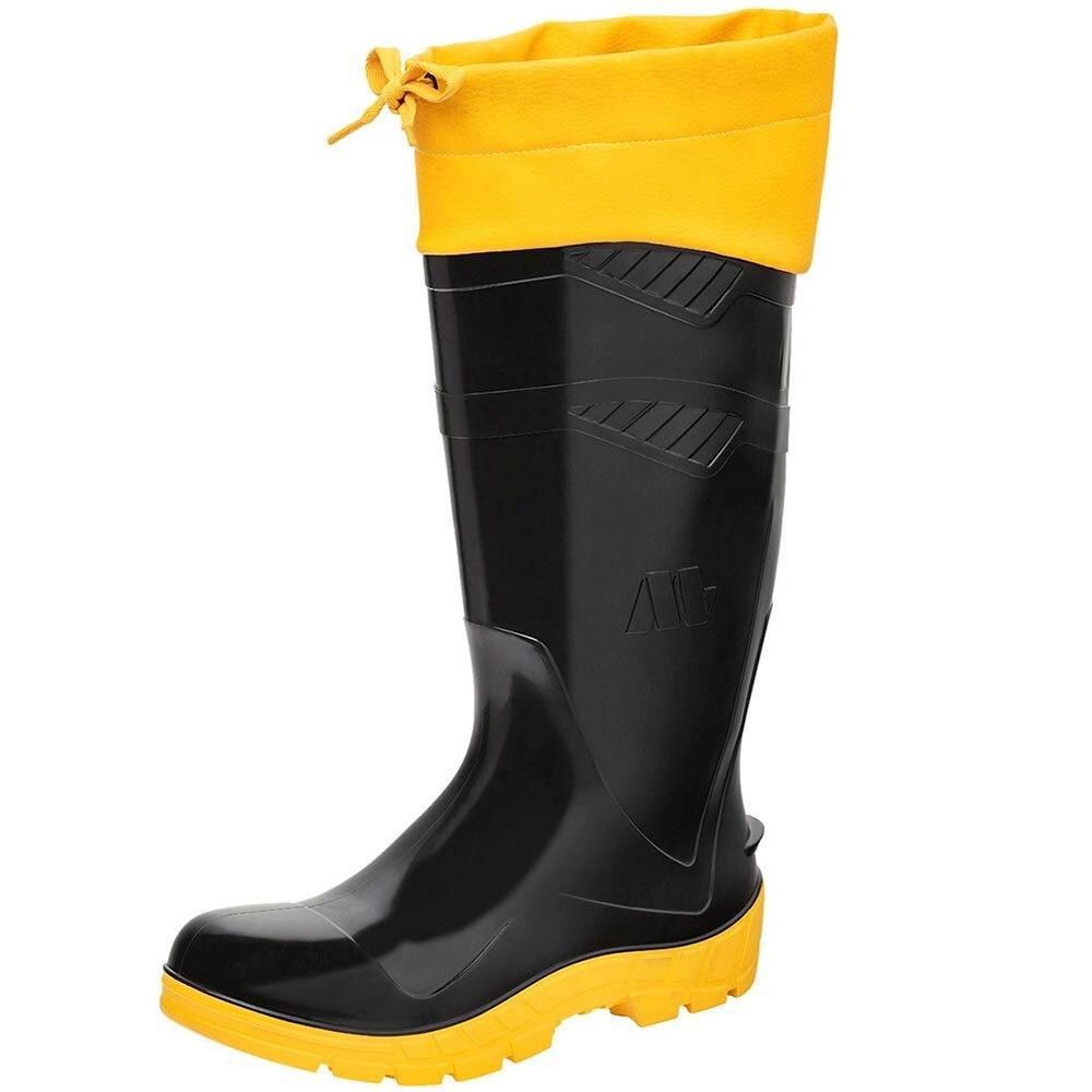 Bota PVC Marluvas Forrada com Polaina Cano Longo nº 42, Preto/Amarelo