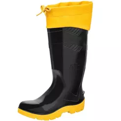 Bota PVC Marluvas Forrada com Polaina Cano Longo nº 42, Preto/Amarelo