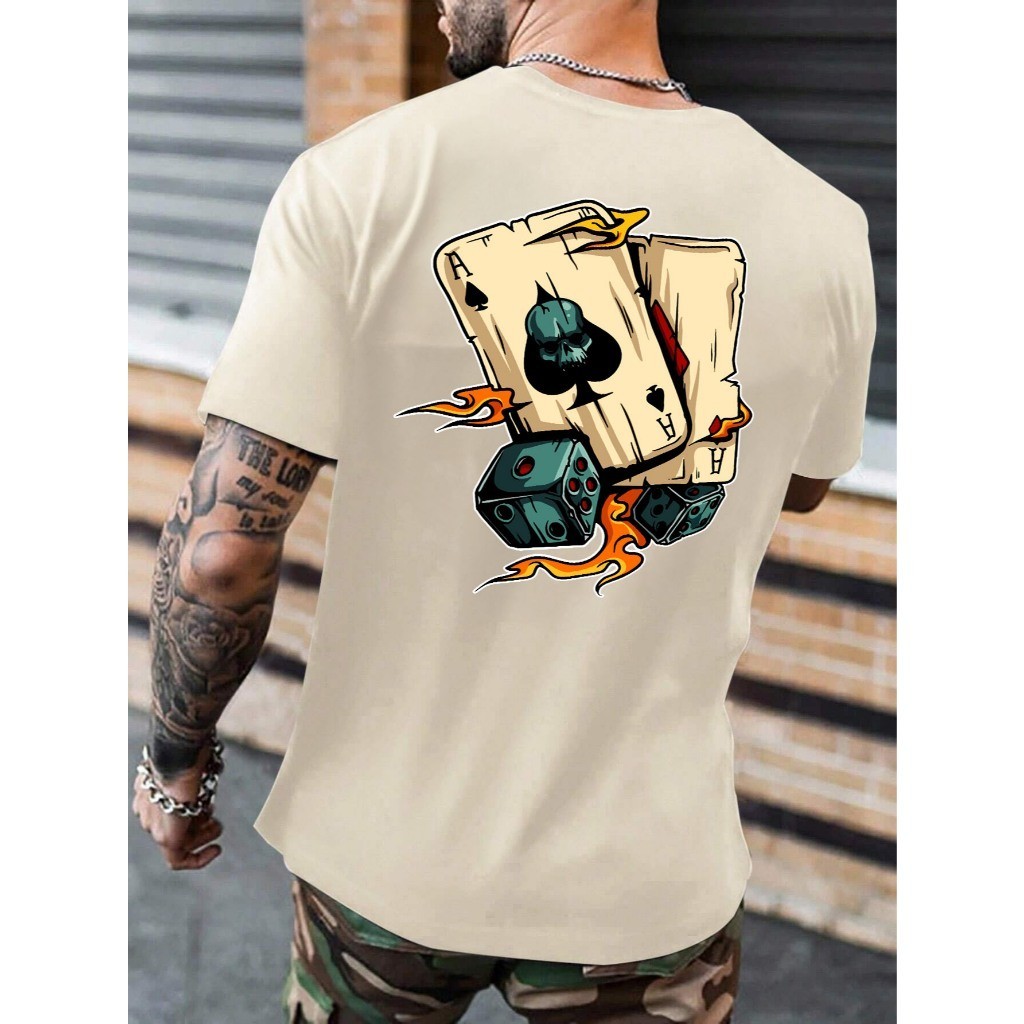 Camiseta Masculina Baralho Camisa Manfinity Truco As Street Wear Estilo 100 Algodão