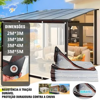 Lona Transparente Impermeável Reforçada Cobertura para Portas e Terraços Garagem e Proteção de Hortas