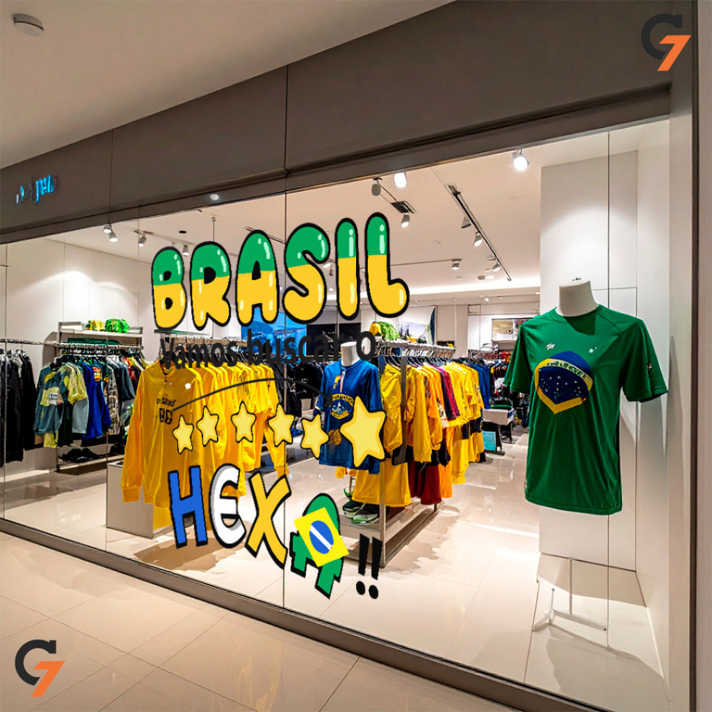 Adesivo de Parede Para Decoração da Copa do Mundo Torcida Seleção Brasileira Para Vitrine