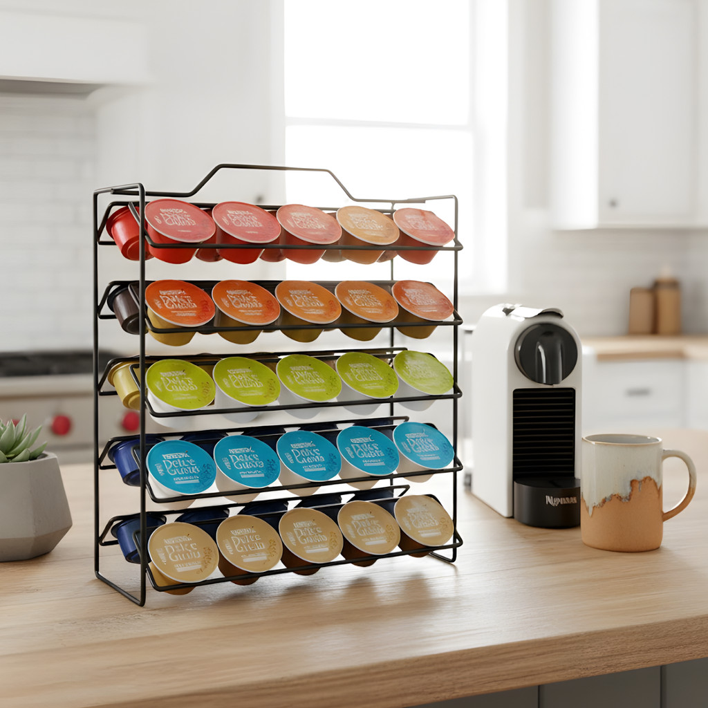 Porta Cápsulas de Café Dolce Gusto 32 40 50 unidades Suporte Reforçado Preto Organizador Suporte bancada