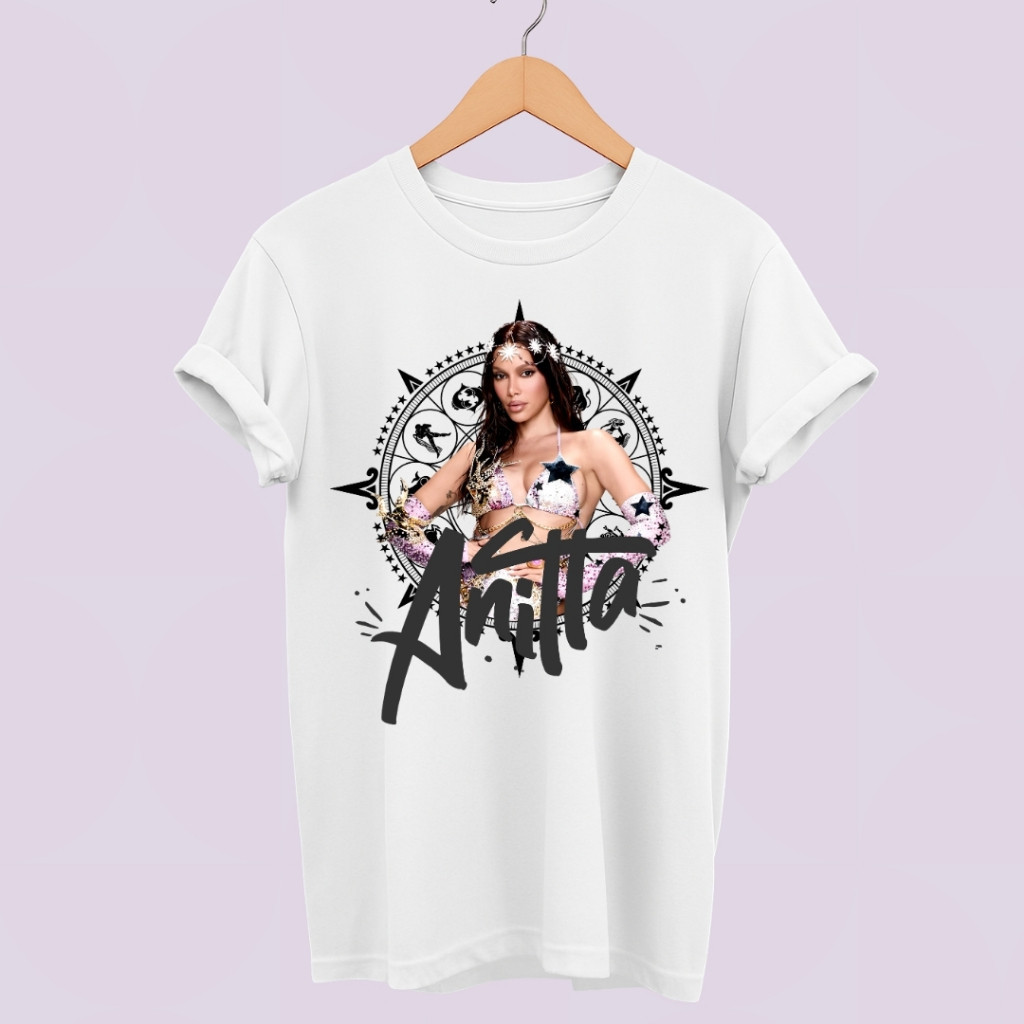 [Camiseta Premium em Algodão Puro]TT Camiseta Branca Ensaios da Anitta 2026 Carnaval Tema Universo e Cosmos - Blusa 100%