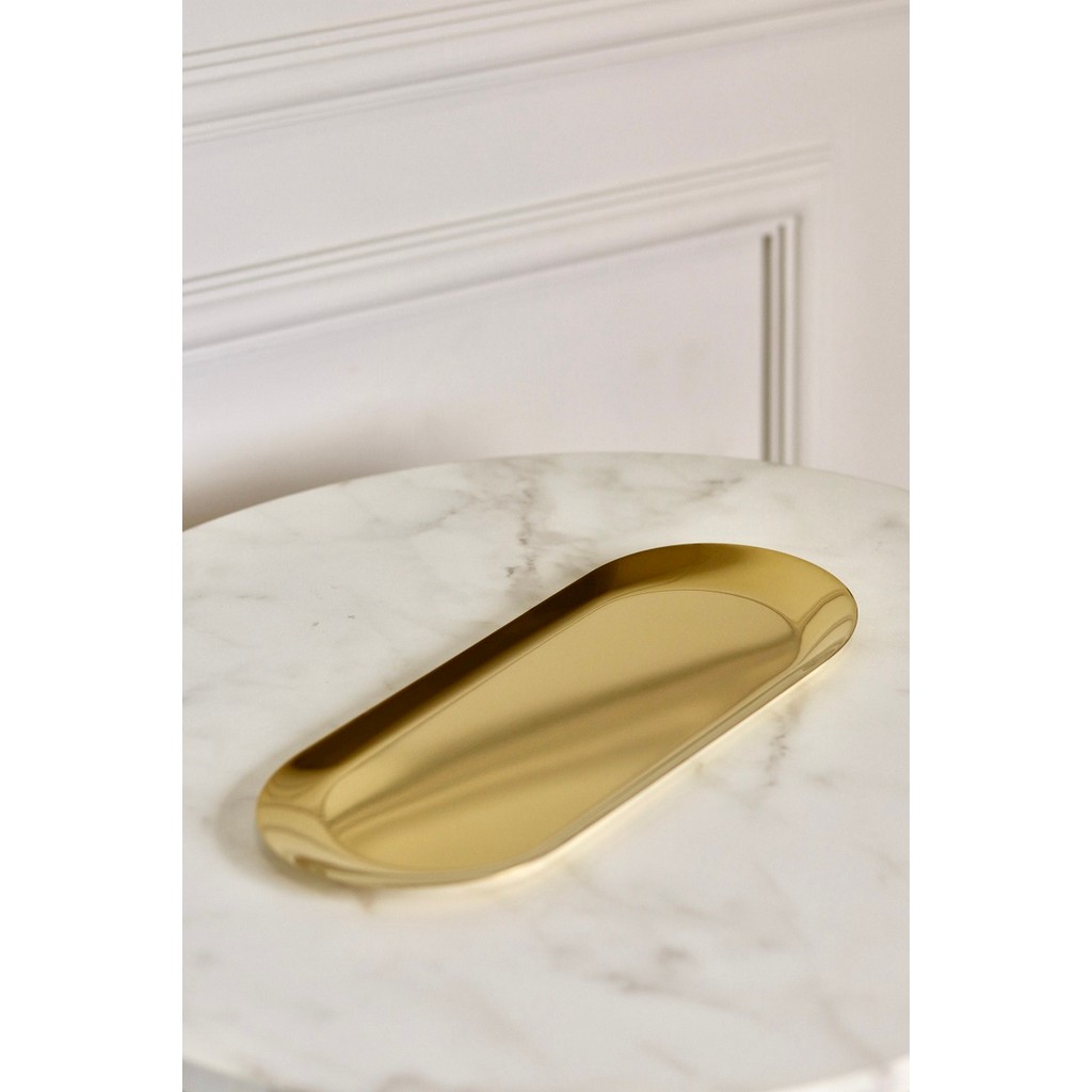 Bandeja Inox Dourada 30x12cm - Lilian