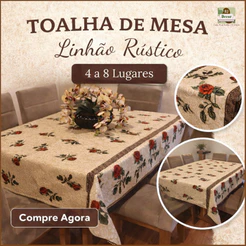 Toalha de Mesa Linhão Rústico 4, 6 e 8 Lugares – Sofisticação e Durabilidade