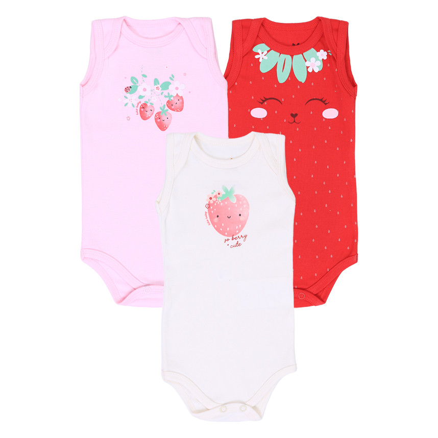 Kit Body Kiko Baby Regata Suedine Estampa Morangos 3 Peças em Oferta na Shopee