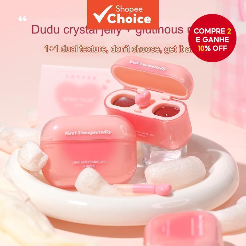 GOGOTALES fone de ouvido rosa esmalte labial, batom espelho úmido, creme labial maquiagem, adequado para estudantes,