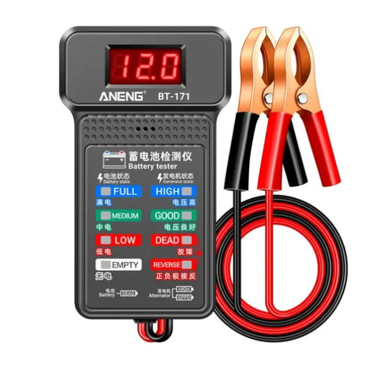 Testador De Bateria Multifuncional ANENG BT-171 12V Com Display Reverso LED Para Reparos Automotivos E Eletricistas