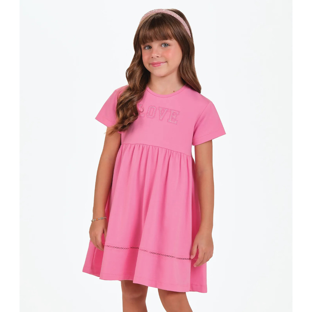 Vestido Cotton Leve Menina Trick Nick Rosa