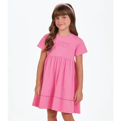 Vestido Cotton Leve Menina Trick Nick Rosa