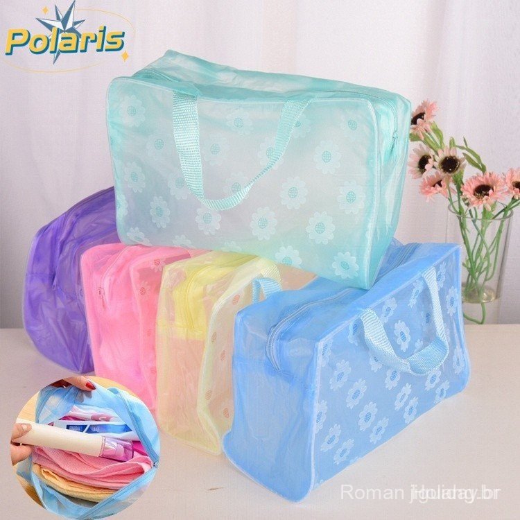 Bolsa de Armazenamento de Maquiagem à Prova d'Água Flor Criativa Transparente para Cosméticos e Viagem
