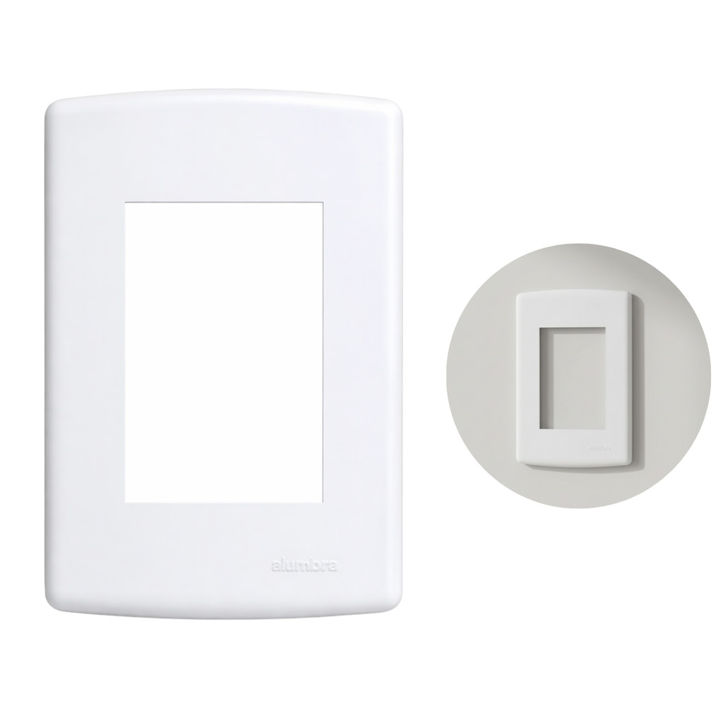 Placa Para 3 Módulo Horizontal 4x2 Alumbra Siena Branco 6403