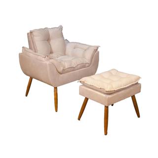 Kit Poltrona Decorativa Sala  + 1 Puff Pés Palito - Balaqui em Oferta na Shopee