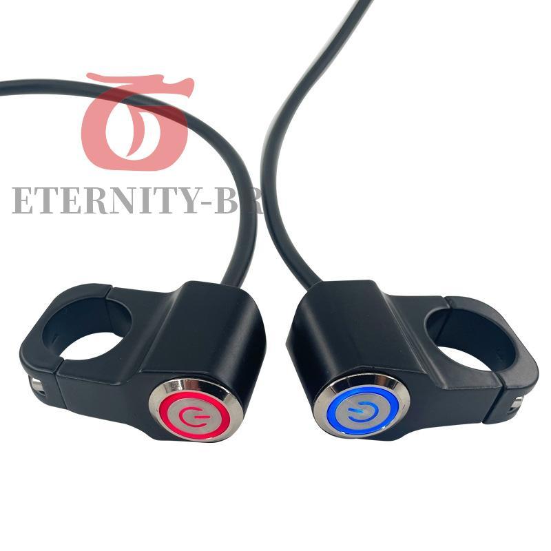 Interruptor De Holofote Em Liga De Alumínio Para Guidão De Motocicleta Com Travamento Automático E Luz