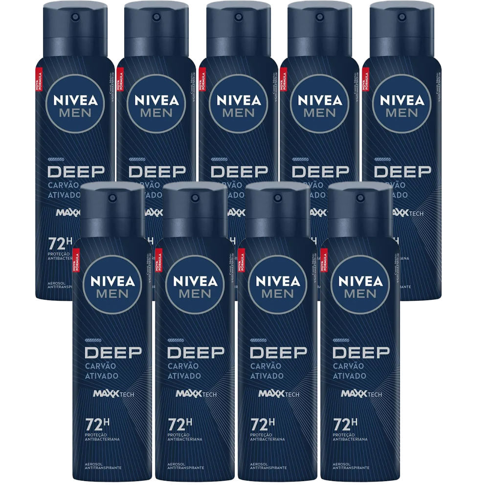 Kit Desodorante Aerosol Nivea Men Deep Original 150ml - 9 Unidades