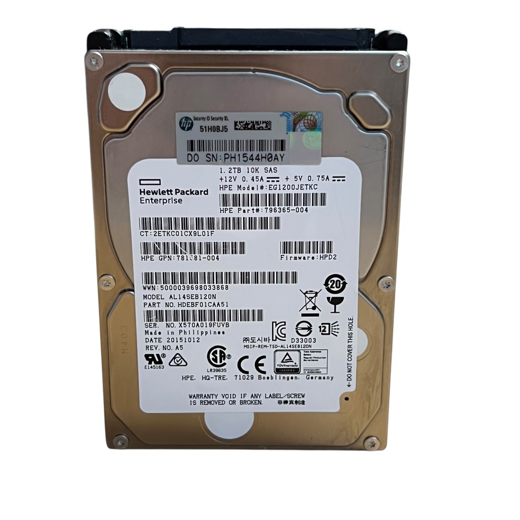 Hd Sas 1,2tb Hpe 2,5'' 10k Mod. Eg1200jetkc P/servidor Prata