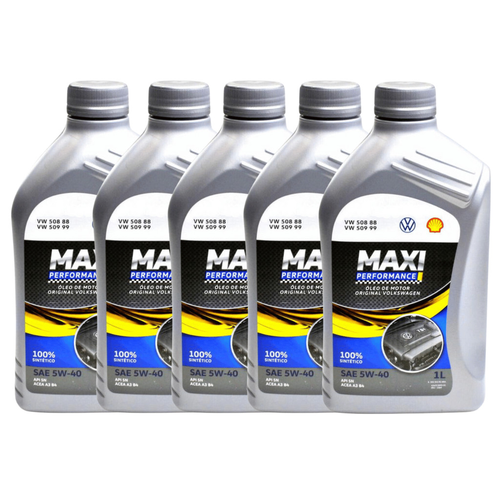 Kit 5 Litros Óleo Motor 5w40 508 88 Genuíno Volkswagen Shell Maxy Performance Gs55553r2bra Gol 2009 a 2023 1.6 Vht Total