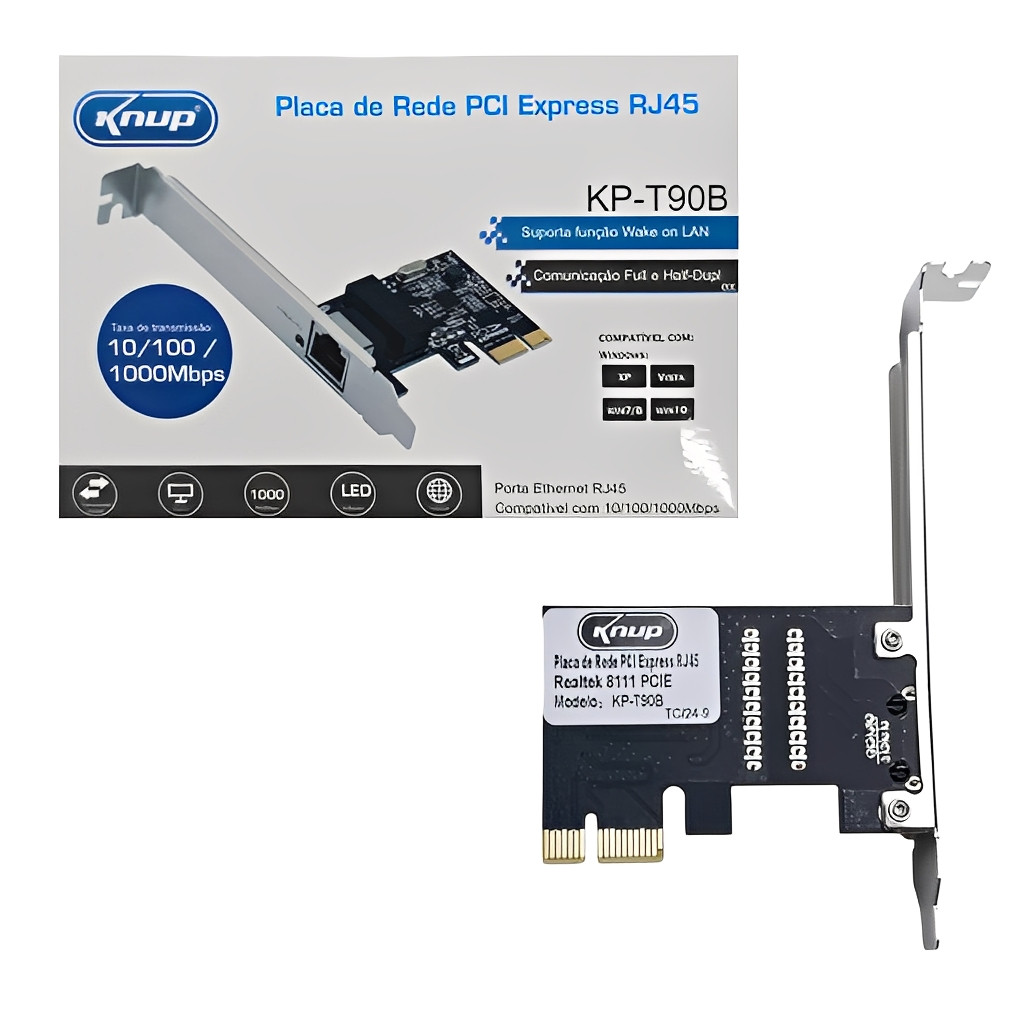 Placa De Rede Gigabit Ethernet PCI Express Via Cabo RJ45 Função Wake on LAN 10/100/1000mbps Para Pc