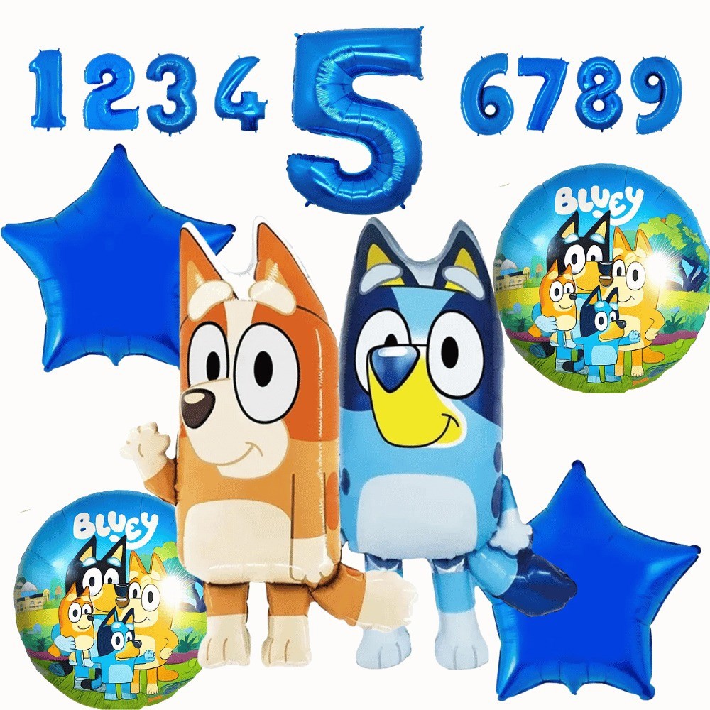 Kit Balões Blue e Bingo Numero Idade Festa Aniversário Kids em Oferta na Shopee