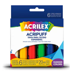 Tinta para Tecido Acripuff 6 cores 20ml 04806 Acrilex